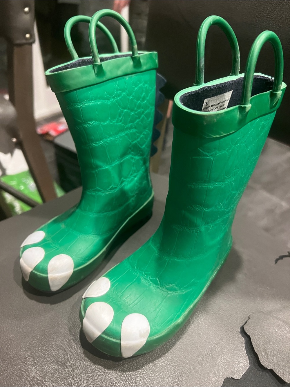 Target Kids Green Dinosaur Rain Boots with White Claw Toes